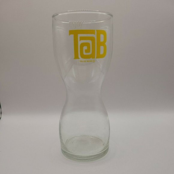 Enjoy Tab Trademark Curved Drinking Glass Vtg Hourglass  Coca Cola Soda Promo 7" - Picture 1 of 4